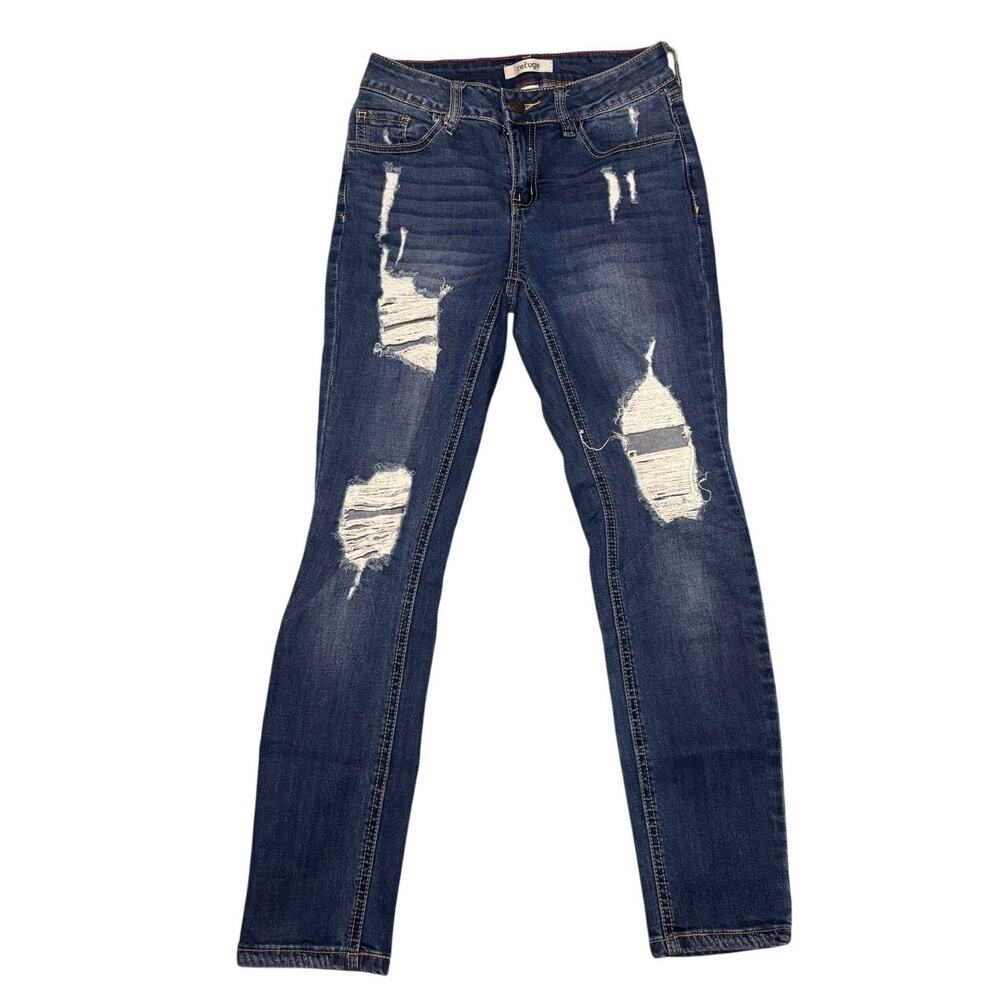 👖Refuge Blue Ripped Skinny Jeans 🔥 Distressed Stretch Denim - Size 0